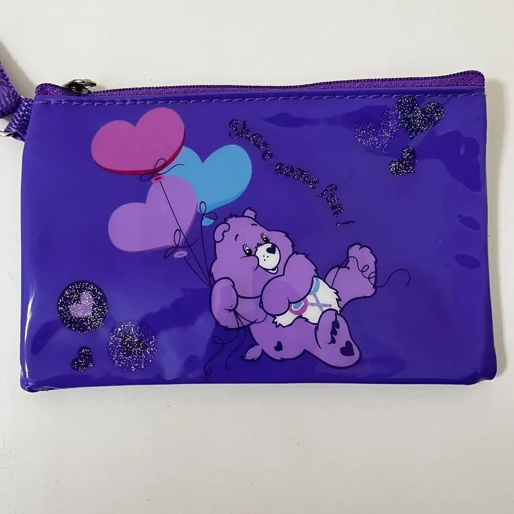 VTG Care Bears Starpoint 2004 Purple Share Bear Wristlet Wallet Coin Purse Pouch